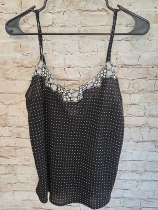 Morgan Taylor Intimates Y2K Tank Top Polka Dots Size Medium Lace Trim - Picture 1 of 3